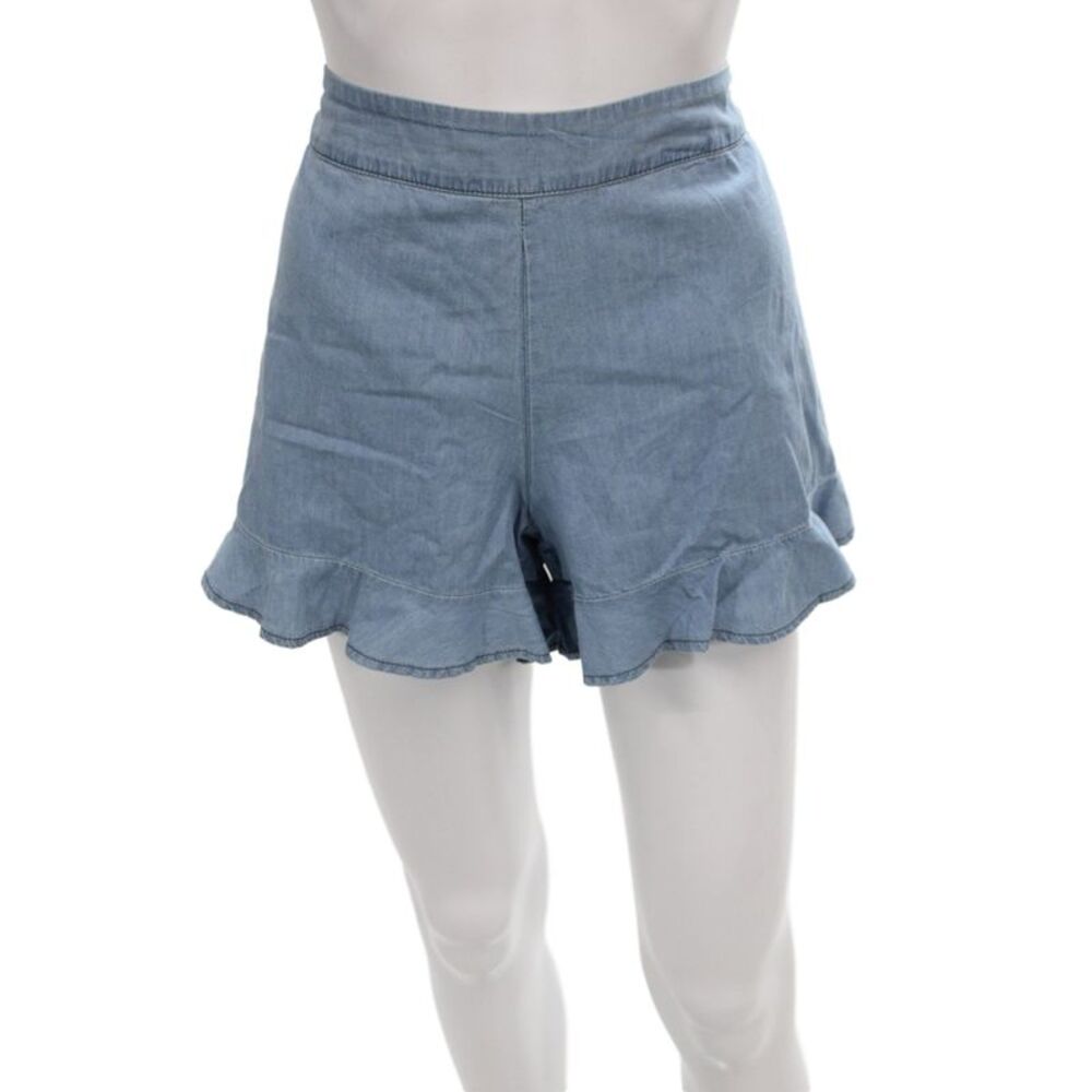 PPLA Women Paperbag Shorts Blue 100% Cotton Pull On Summer Size L